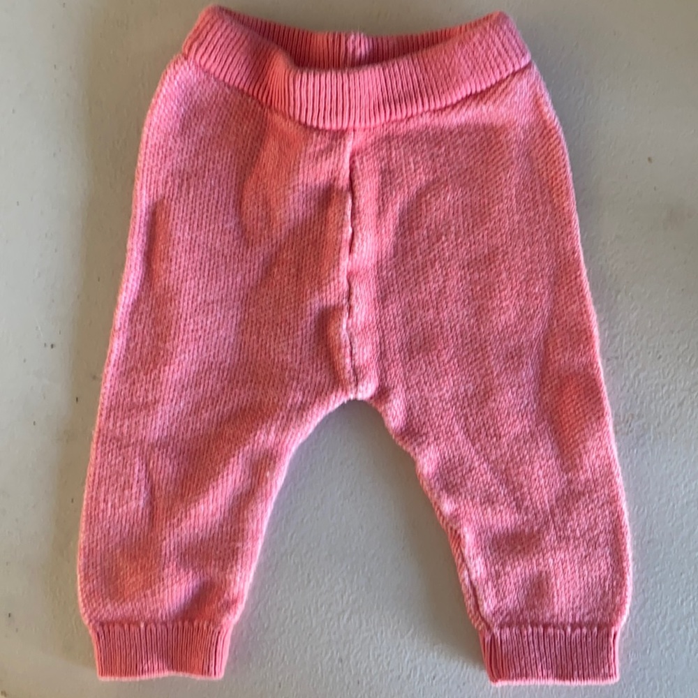 Pink knit baby pants
